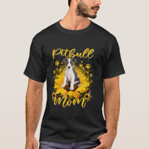 T-shirt Pitbull Chien Maman Avec Sunflower Chien Paws Moth