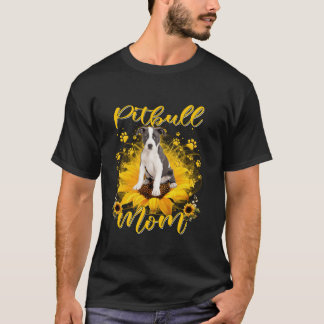 T-shirt Pitbull Chien Maman Avec Sunflower Chien Paws Moth