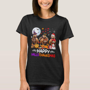 T-shirt Pitbull Chien Noël Hallothankmas Joyeux Thanksgi