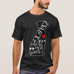 T-shirt Pitbull Chien Silhouette I Love Tap Dancing Et Chi