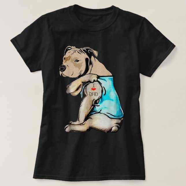 T-shirt Pitbull Chien Tattoo I Love Maman's Day Cadeau T- (Design devant)