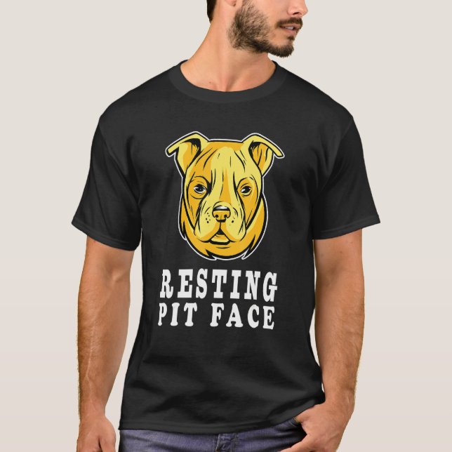 T-shirt Pitbull Chien Visage Repose Pit Visage Drôle Chien (Devant)