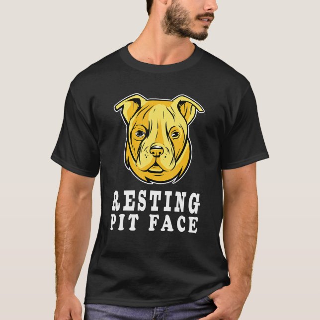 T-shirt Pitbull Chien Visage Repose Pit Visage Drôle Chien (Devant)