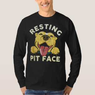 T-shirt Pitbull Chiot Repose Pit Face Drôle Drôle Distress