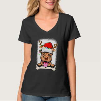 T-shirt PitBull Christmas Decorations Pajama Santa Hat Tre