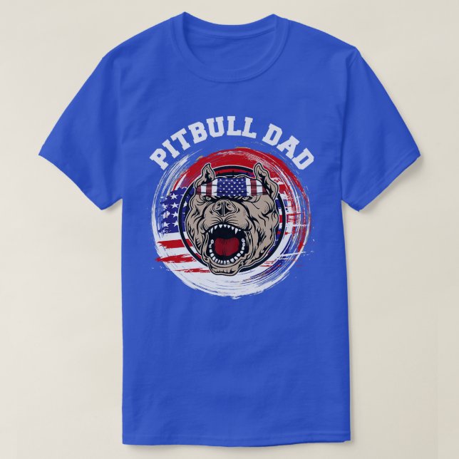 T-shirt Pitbull Dad American Pit Bull Dog US Drapeau 4e De (Design devant)
