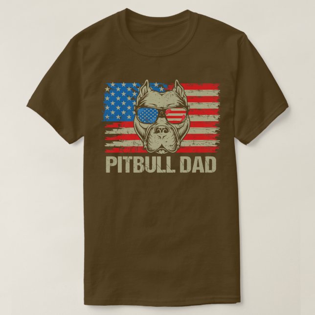 T-shirt Pitbull Dad American Pit Bull Dog US Drapeau 4e De (Design devant)