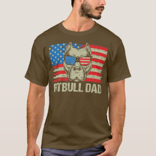 T-shirt Pitbull Dad American Pit Bull Dog US Drapeau 4e De