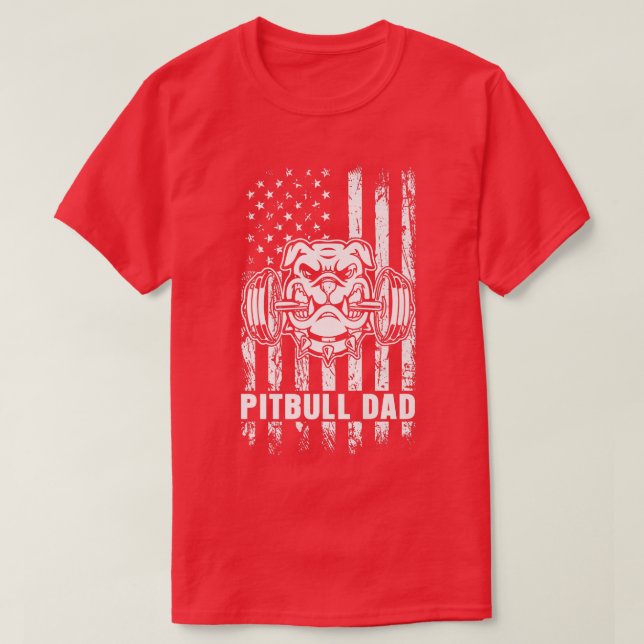 T-shirt Pitbull Dad American Pit Bull Dog US Drapeau 4e De (Design devant)