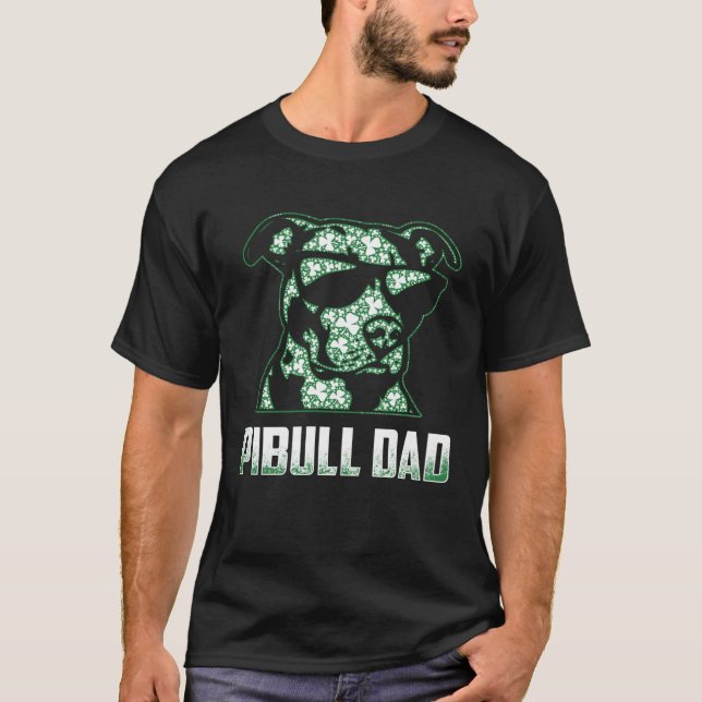 T-shirt Pitbull Dad Shamrocks Glasses St Patricks Day (Devant)