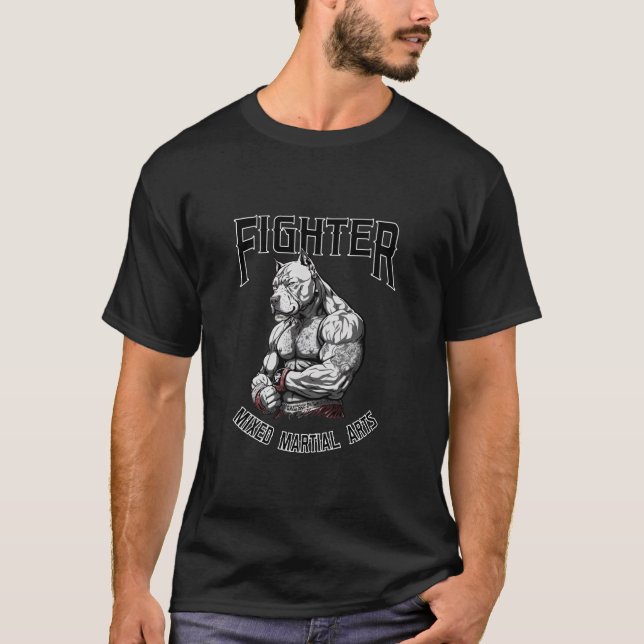 T-shirt Pitbull de MMA Cool - Pitbull de combat en cage (Devant)