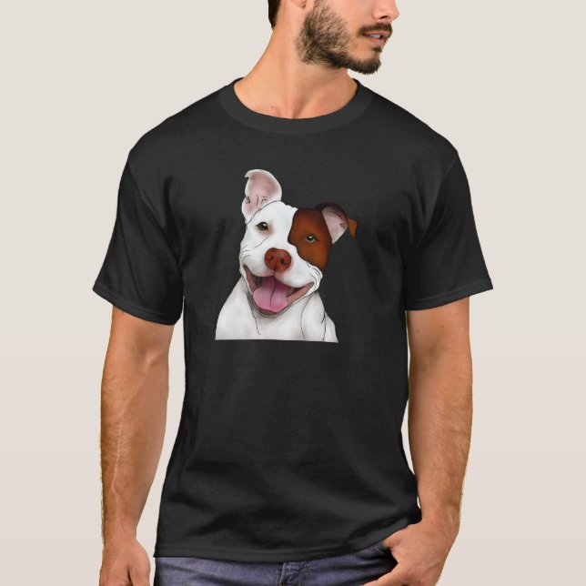T-shirt Pitbull de sourire heureux (Devant)