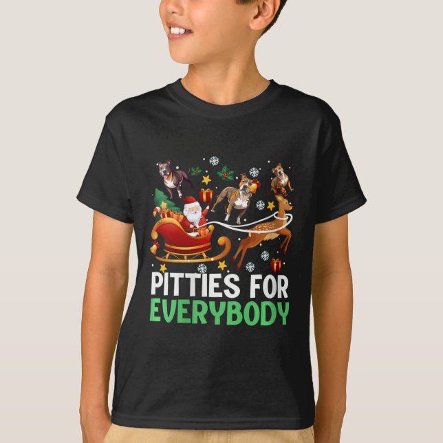 T-shirt Pitbull Dog de Noël pour les femmes (Devant)