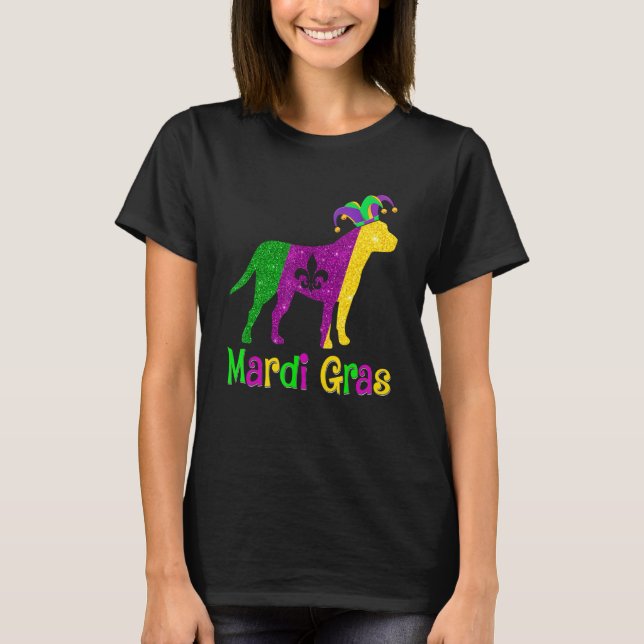T-shirt Pitbull Dog Lover Mardi Gras Carnival Jester (Devant)