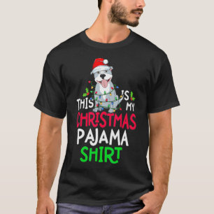T-shirt Pitbull Dog Tree Lights C'Est Mon Pajam De Noël