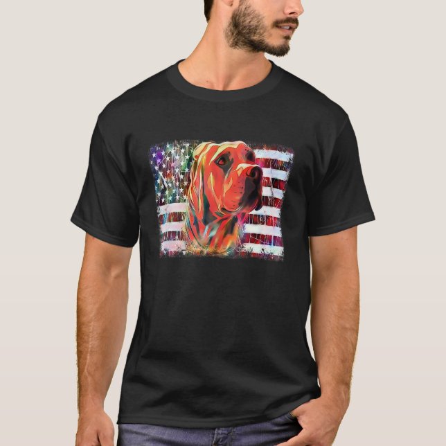 T-shirt Pitbull Drapeau Américain Chien Maman Papa Patriot (Devant)