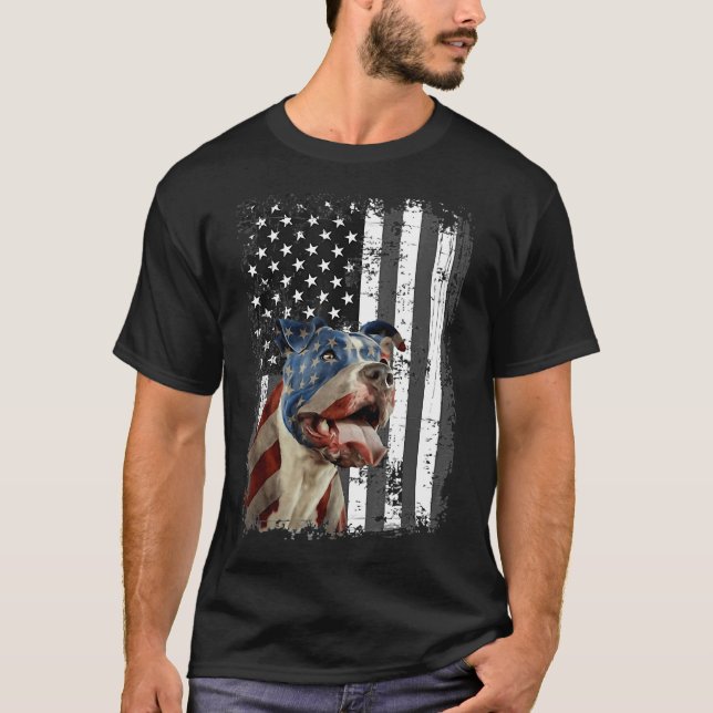 T-shirt Pitbull Drapeau américain Drapeau Pitbull Chiens n (Devant)