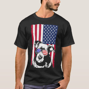 T-shirt Pitbull Drapeau Américain Vintage Jour de l'Indépe