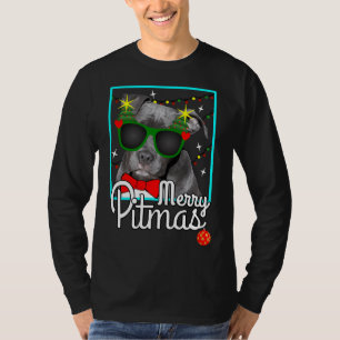 T-shirt Pitbull Funny Pit Bull Dog Noël Joyeux Pitmas