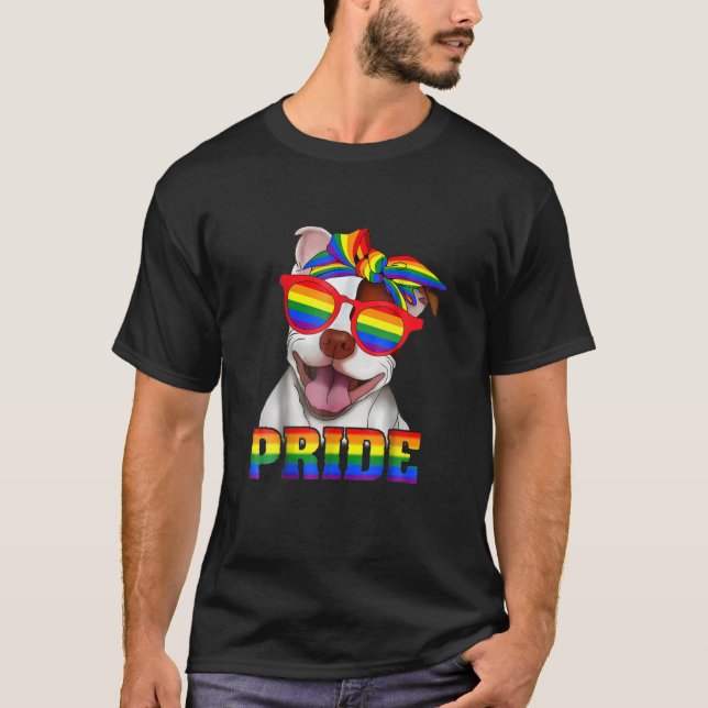 T-shirt Pitbull Gay pride Chien Pit Bull LGBT (Devant)