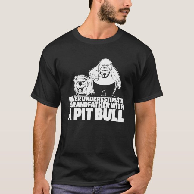 T-shirt Pitbull Grandpa Chien race Pitbull Ban (Devant)