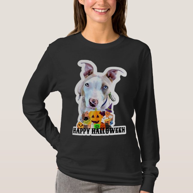 T-shirt Pitbull Halloween Citrouille (Devant)