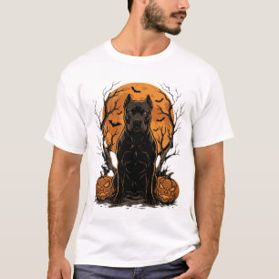 T-shirt Pitbull Halloween Pleine Lune Citrouille