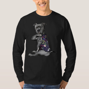 T-shirt Pitbull I Love Maman Funny Pitbull Tattooé