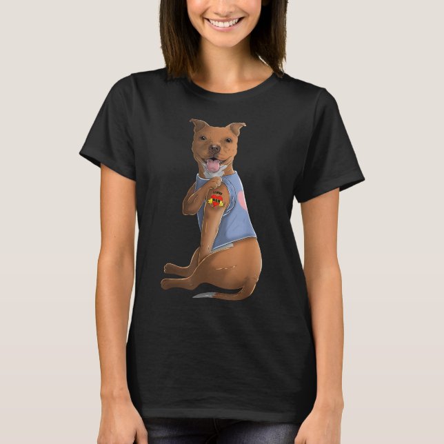 T-shirt Pitbull I Love Mom Tattoo Dog Funny Mother's Day G (Devant)
