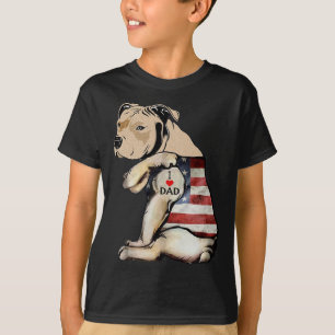 T-shirt Pitbull I Love Papa Tattoo Fête des pères