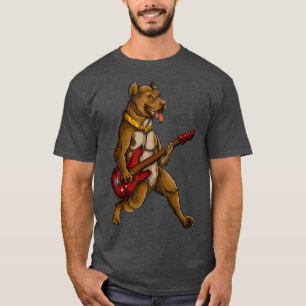 T-shirt Pitbull Jouer Guitare Funny Pit Bull Pittie