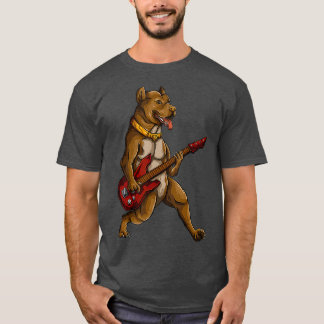 T-shirt Pitbull Jouer Guitare Funny Pit Bull Pittie
