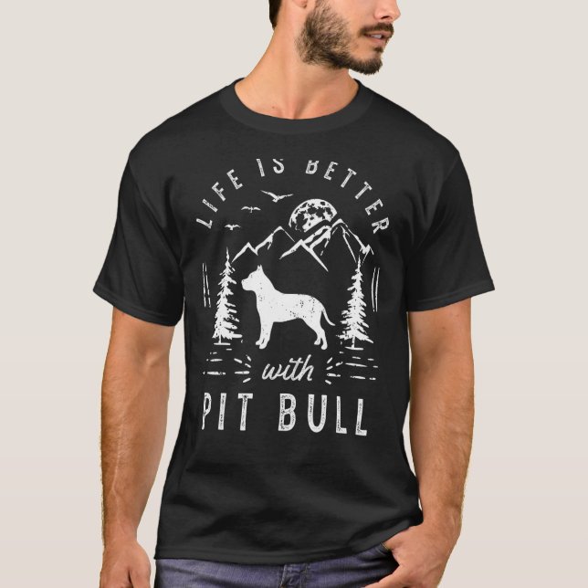 T-shirt Pitbull Life Better Maman Papa Chien (Devant)