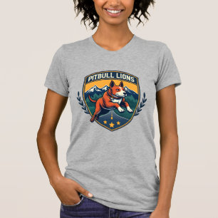 T-shirt Pitbull Lions Vintage Mascot Badge Sport Vector D