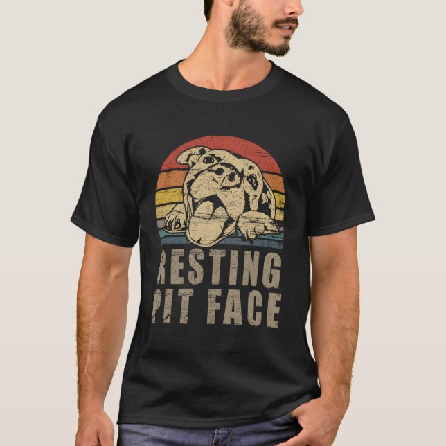 T-shirt Pitbull Love I Love My Pit Resting Pit Face (Devant)