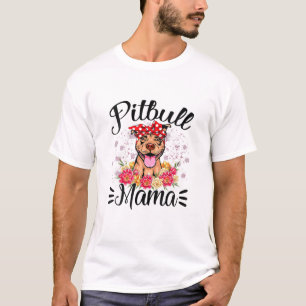 T-shirt Pitbull Mama Florals mignonette Chien Maman Fête d