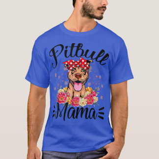 T-shirt Pitbull Mama Florals mignonette Chien Maman Fête d