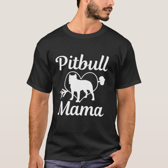 T-shirt Pitbull Mama Pitbull Maman Funny mignon Chien Mère (Devant)