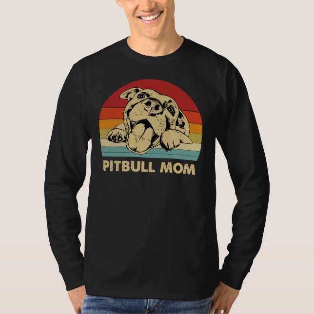 T-shirt Pitbull Maman Avec Mignonne Pitbull Face Drôle Pit (Devant)