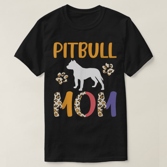T-shirt Pitbull Maman Leopard  (Design devant)