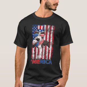 T-shirt Pitbull Merica Vintage Us Lunettes de soleil Drape