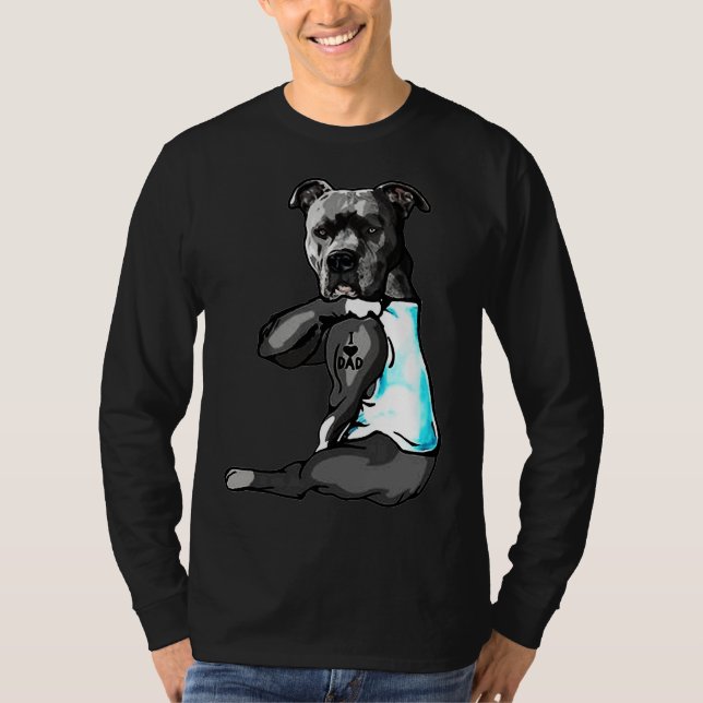 T-shirt Pitbull mignon J'aime papa (Devant)
