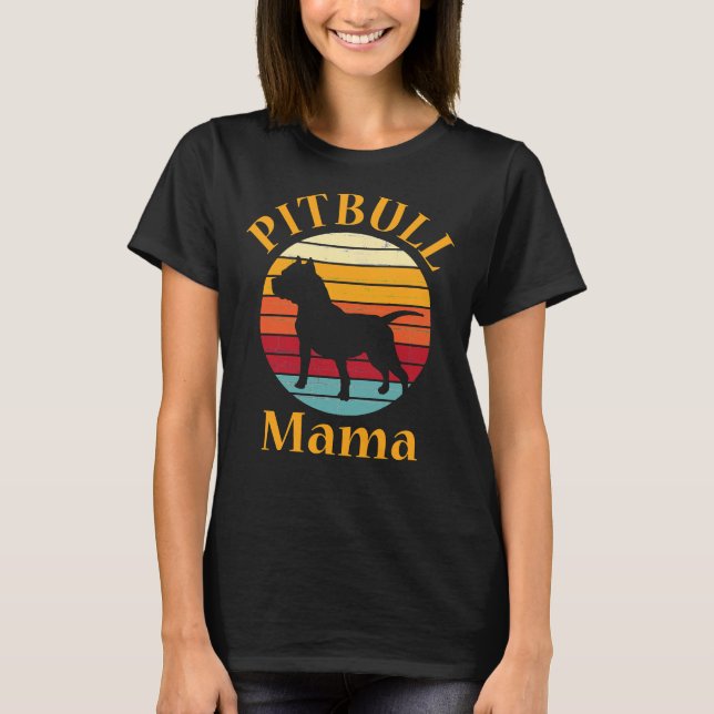 T-shirt Pitbull Mom Pit Bull Mama Pittie Pitty Joli Chien  (Devant)