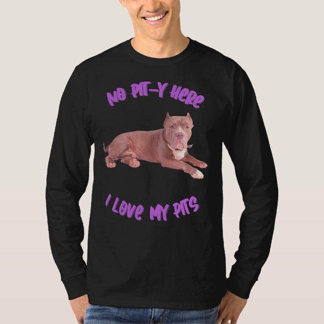 T-shirt Pitbull No Pit Y Ici J'Aime Mes Pits (Devant)