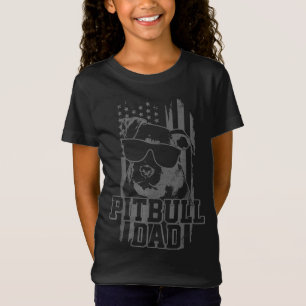 T-Shirt Pitbull Papa américain Drapeau patriotique Amoureu