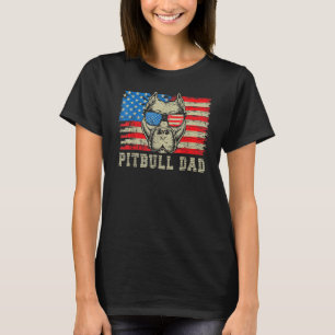 T-shirt Pitbull Papa American Pit Bull Dog Us Drapeau 4ème