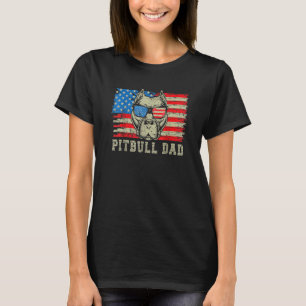T-shirt Pitbull Papa American Pit Bull Dog Us Drapeau 4ème