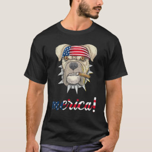 T-shirt Pitbull Patriotique Chien  Hommes 4 Juillet Merica