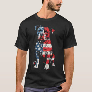 T-shirt Pitbull Patriotique Drapeau Américain Maman Pitbul