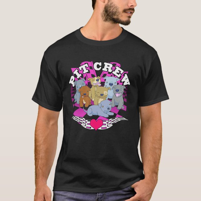 T-shirt Pitbull Pit Crew Racing Style Chien (Devant)